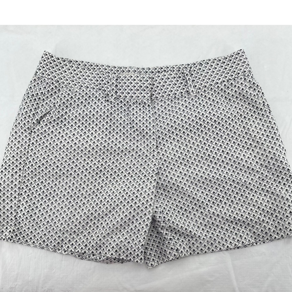 LOFT Womens Black White Clover Print Linen Cotton Blend Shorts Size 6 4in Inseam